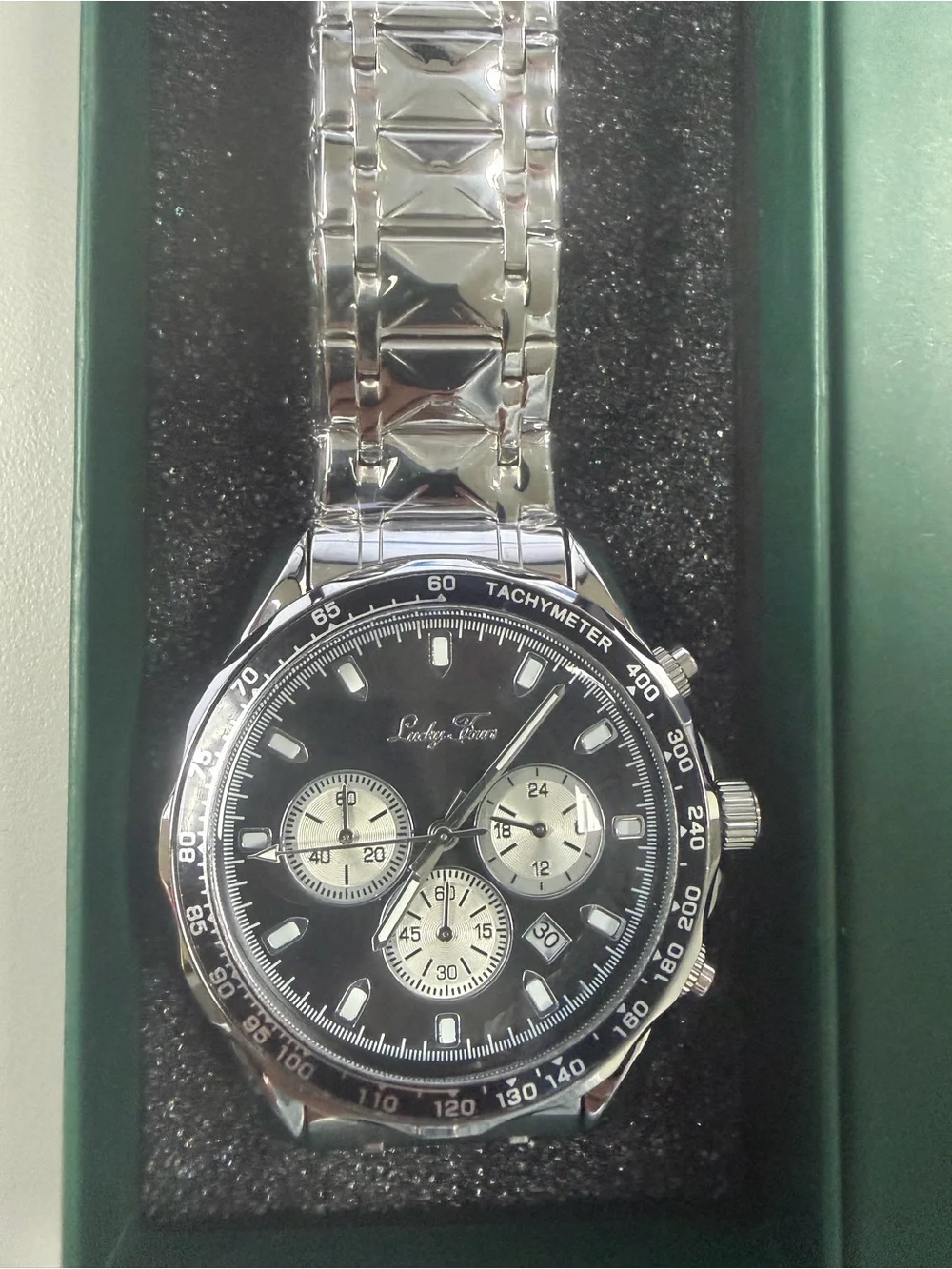 Lucky Fours Chronometer Silver Obsidian Men’s Watch